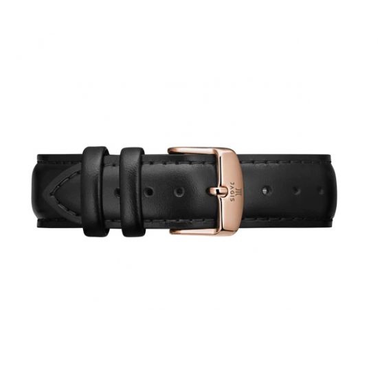 Schwarz Leder rosegold 40mm